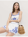 Marks & Spencer Vyšívaný plážový tílkový top z čisté bavlny Marks & Spencer modrá