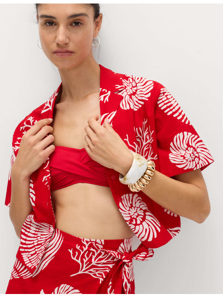 Marks & Spencer Plážová košile z čisté bavlny s potiskem Marks & Spencer červená