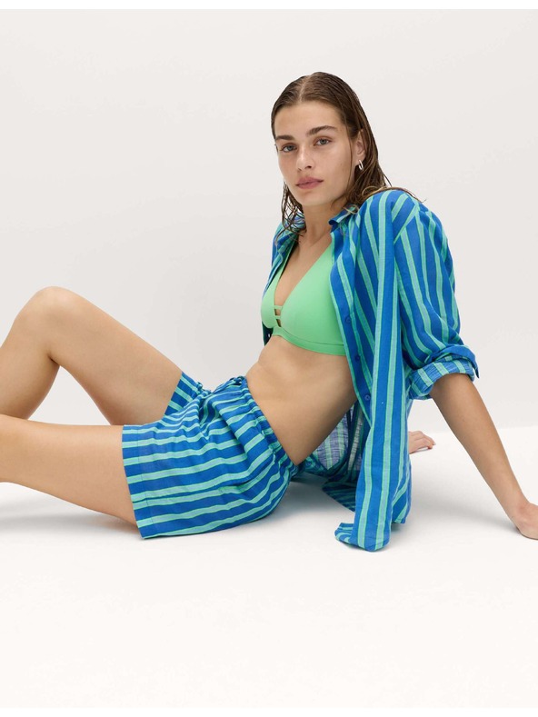 Marks & Spencer Plážové šortky z čisté bavlny s proužky Marks & Spencer modrá