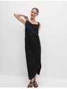 Marks & Spencer Splývavé midaxi šaty s vysokým podílem lnu a zavazováním u krku Marks & Spencer černá
