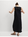 Marks & Spencer Splývavé midaxi šaty s vysokým podílem lnu a zavazováním u krku Marks & Spencer černá