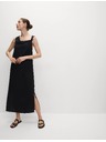 Marks & Spencer Splývavé midaxi šaty s vysokým podílem lnu a zavazováním u krku Marks & Spencer černá