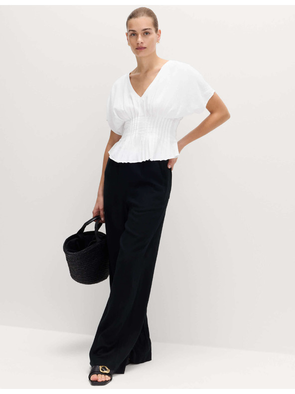 Marks & Spencer Top se zvýrazněným pasem a vysokým podílem lnu Marks & Spencer bílá