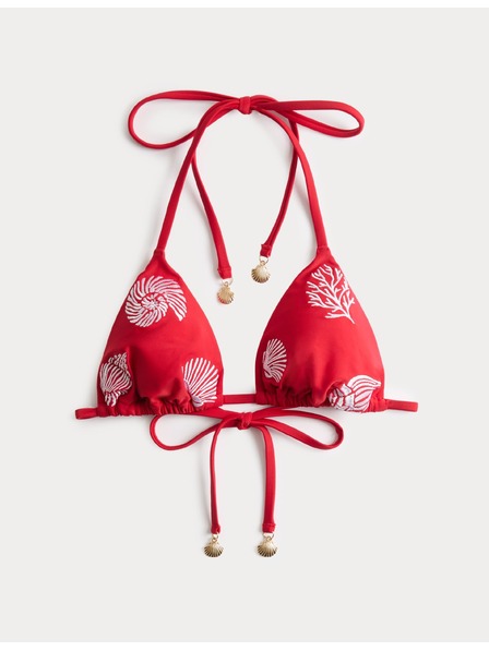Marks & Spencer Trojúhelníkový bikinový top s vycpávkami a výšivkou Marks & Spencer červená