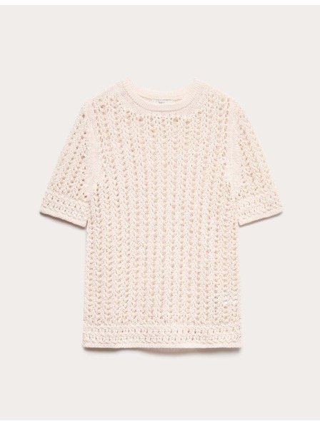 Marks & Spencer Pletený top s texturou a vysokým podílem bavlny Marks & Spencer smetanová