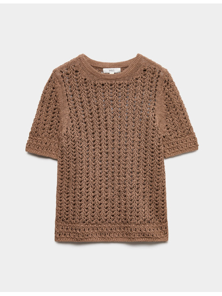 Marks & Spencer Pletený top s texturou a vysokým podílem bavlny Marks & Spencer hnědá