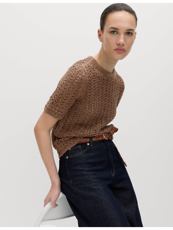 Marks & Spencer Pletený top s texturou a vysokým podílem bavlny Marks & Spencer hnědá
