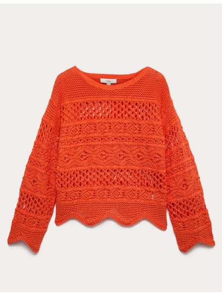 Marks & Spencer Texturovaný zkrácený svetr s vysokým podílem bavlny Marks & Spencer oranžová