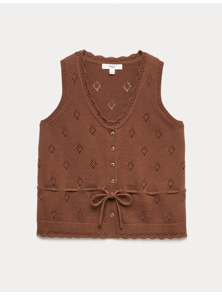 Marks & Spencer Pletené zkrácené tílko s texturou, z čisté bavlny Marks & Spencer hnědá