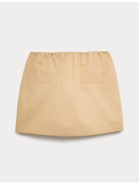 Marks & Spencer Nabíraná mini sukně áčkového střihu z čisté bavlny Marks & Spencer hnědá