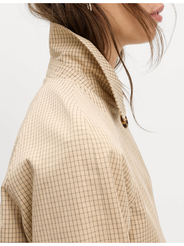 Marks & Spencer Krátká bunda z materiálu Gingham na knoflíky Marks & Spencer smetanová