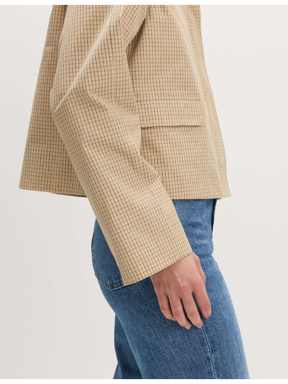 Marks & Spencer Krátká bunda z materiálu Gingham na knoflíky Marks & Spencer smetanová