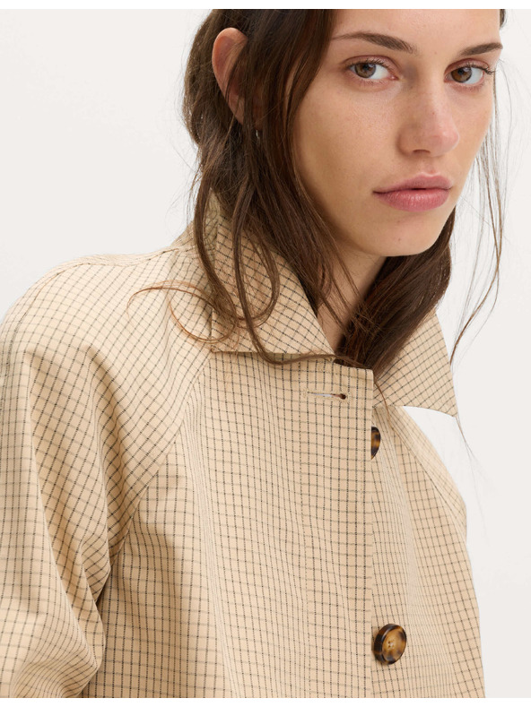 Marks & Spencer Krátká bunda z materiálu Gingham na knoflíky Marks & Spencer smetanová