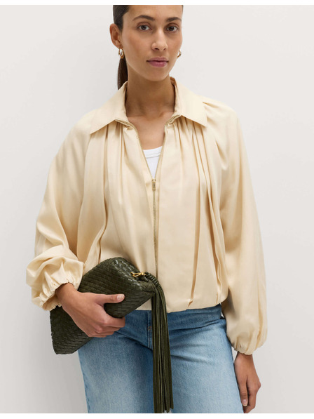 Marks & Spencer Plisovaná bunda bomber, z čistého materiálu Lycocell™ Marks & Spencer smetanová