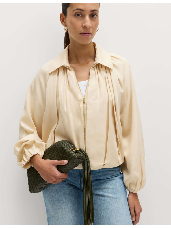 Marks & Spencer Plisovaná bunda bomber, z čistého materiálu Lycocell™ Marks & Spencer smetanová
