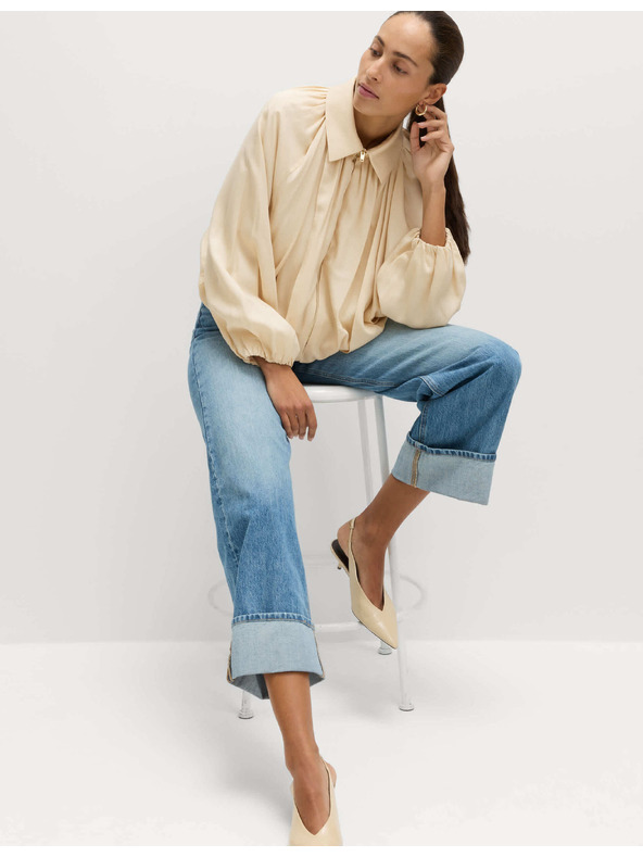 Marks & Spencer Plisovaná bunda bomber, z čistého materiálu Lycocell™ Marks & Spencer smetanová