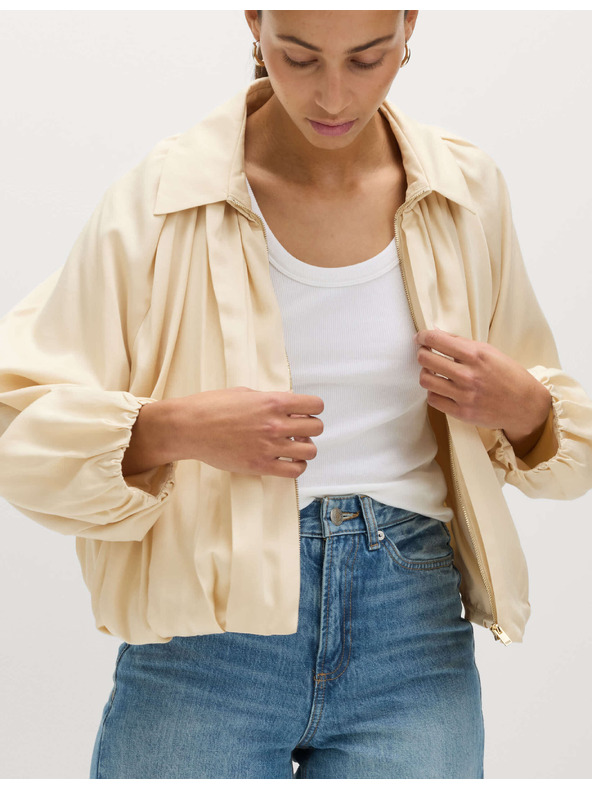 Marks & Spencer Plisovaná bunda bomber, z čistého materiálu Lycocell™ Marks & Spencer smetanová
