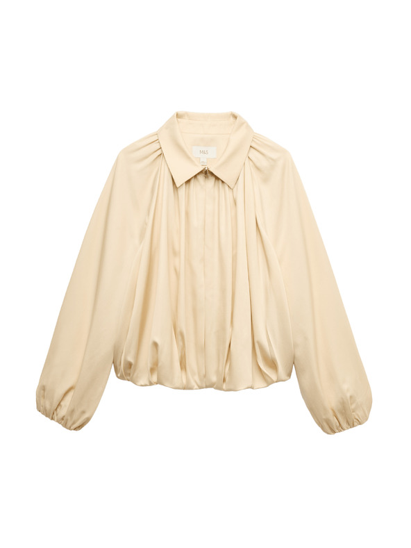 Marks & Spencer Plisovaná bunda bomber, z čistého materiálu Lycocell™ Marks & Spencer smetanová