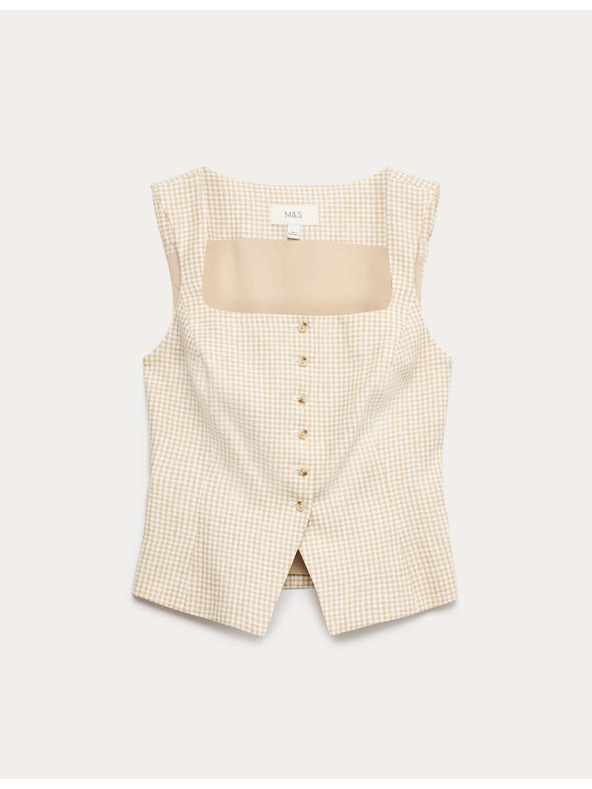 Marks & Spencer Vesta z materiálu Gingham z čistého lnu Marks & Spencer vícebarevná