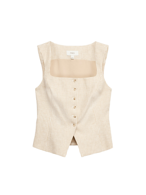 Marks & Spencer Vesta z materiálu Gingham z čistého lnu Marks & Spencer vícebarevná