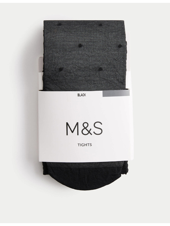 Marks & Spencer Černé dámské průsvitné puntíkované punčochové kalhoty Marks & Spencer 20 DEN