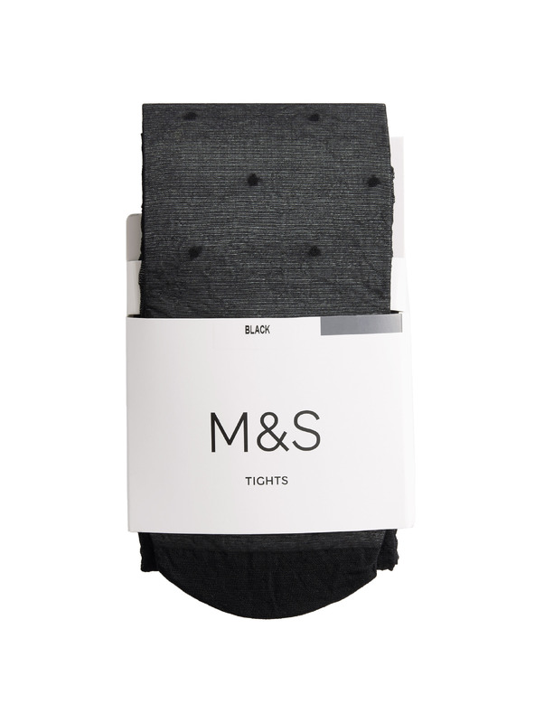 Marks & Spencer Černé dámské průsvitné puntíkované punčochové kalhoty Marks & Spencer 20 DEN