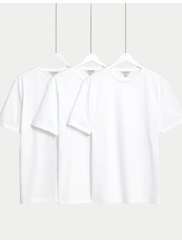 Marks & Spencer Tričko z čisté bavlny Supima®, 3 ks Marks & Spencer bílá
