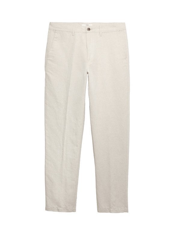 Marks & Spencer Chino kalhoty ze směsi lnu, normální střih Marks & Spencer béžová