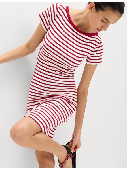 Marks & Spencer Pruhované mini pouzdrové šaty s vysokým podílem bavlny Marks & Spencer červená