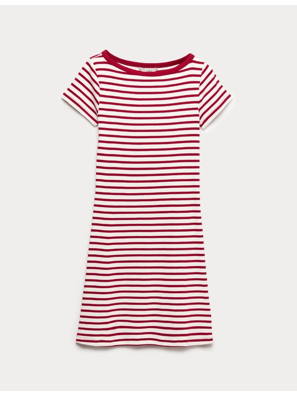 Marks & Spencer Pruhované mini pouzdrové šaty s vysokým podílem bavlny Marks & Spencer červená