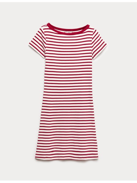 Marks & Spencer Pruhované mini pouzdrové šaty s vysokým podílem bavlny Marks & Spencer červená