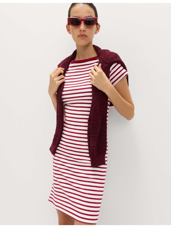 Marks & Spencer Pruhované mini pouzdrové šaty s vysokým podílem bavlny Marks & Spencer červená