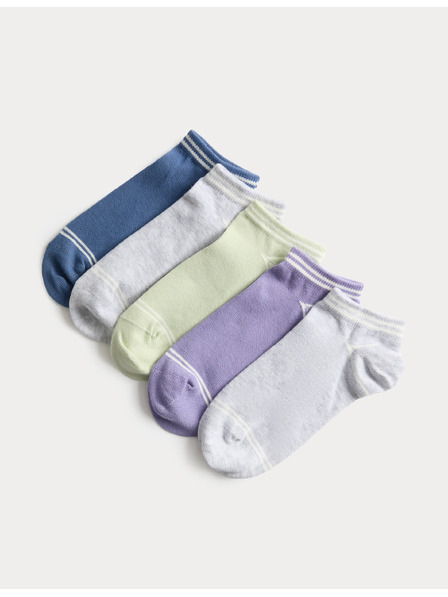 Marks & Spencer Krátké ponožky Trainer Liners™ s vysokým podílem bavlny, 5 párů v balení (6 malé – 7 velké) Marks & Spencer šedá