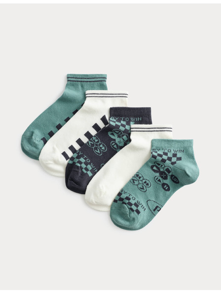 Marks & Spencer Krátké ponožky Trainer Liners™ Gaming, 5 párů v balení (6 malé – 7 velké) Marks & Spencer zelená