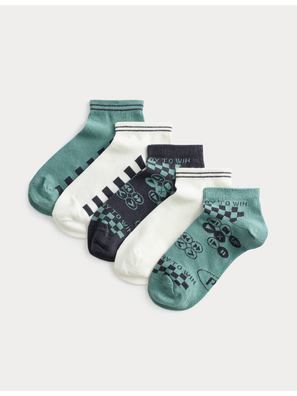 Marks & Spencer Krátké ponožky Trainer Liners™ Gaming, 5 párů v balení (6 malé – 7 velké) Marks & Spencer zelená