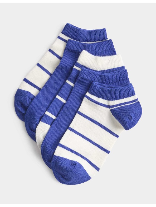 Marks & Spencer Pruhované krátké ponožky Trainer Liners™, sada 5 párů (6 malé – 7 velké) Marks & Spencer modrá