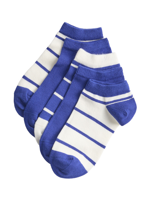 Marks & Spencer Pruhované krátké ponožky Trainer Liners™, sada 5 párů (6 malé – 7 velké) Marks & Spencer modrá