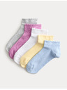 Marks & Spencer Žebrované krátké ponožky Trainer Liners™ s vysokým podílem bavlny, 5 párů (6 malé – 7 velké) Marks & Spencer vícebarevná