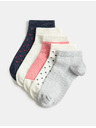 Marks & Spencer Pruhované krátké ponožky Trainer Liners™ s vysokým podílem bavlny, sada 5 párů Marks & Spencer modrá