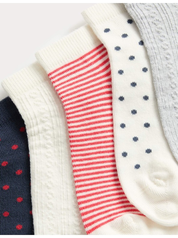 Marks & Spencer Pruhované krátké ponožky Trainer Liners™ s vysokým podílem bavlny, sada 5 párů Marks & Spencer modrá