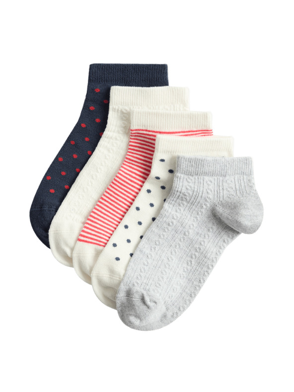 Marks & Spencer Pruhované krátké ponožky Trainer Liners™ s vysokým podílem bavlny, sada 5 párů Marks & Spencer modrá