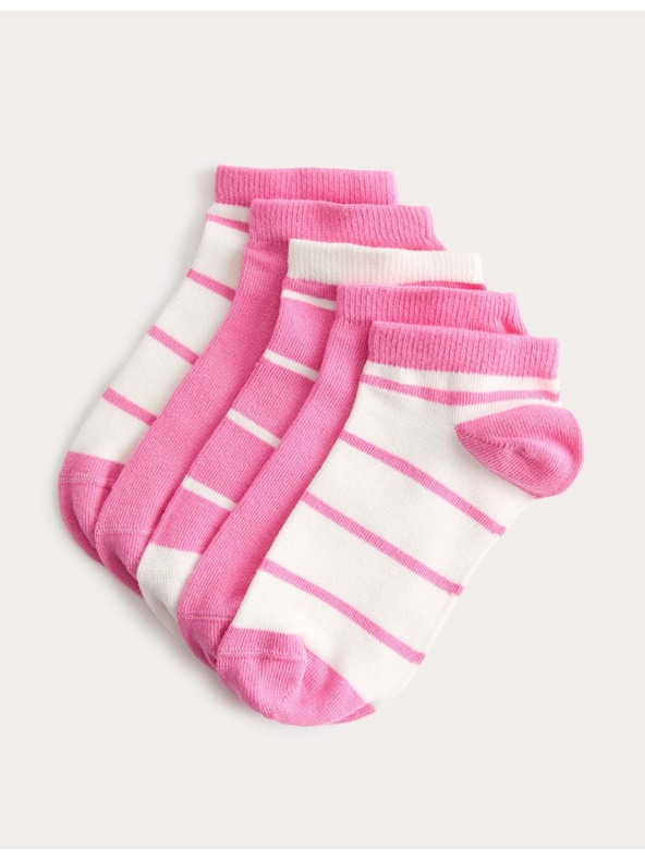 Marks & Spencer Krátké ponožky Trainer Liners™ s proužky a vysokým podílem bavlny, 5 párů v balení (6 malé – 7 velké) Marks & Spencer modrá