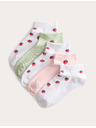 Marks & Spencer Krátké ponožky Trainer Liners™ s jahodami a vysokým podílem bavlny, 5 párů v balení (6 malé – 7 velké) Marks & Spencer červená