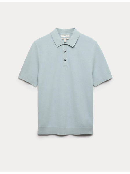 Marks & Spencer Pletená polokošile s texturou a vysokým podílem bavlny Marks & Spencer modrá