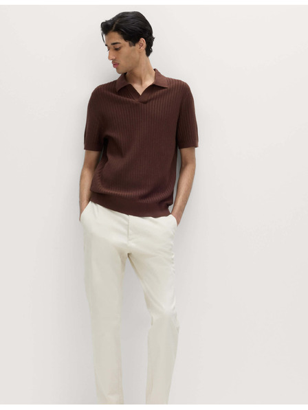 Marks & Spencer Polokošile s žebrovaou texturou, rozhalenkovým límcem, s vysokým podílem bavlny Marks & Spencer hnědá