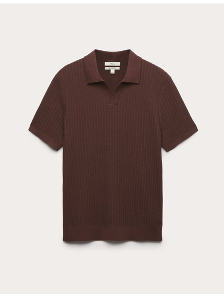 Marks & Spencer Polokošile s žebrovaou texturou, rozhalenkovým límcem, s vysokým podílem bavlny Marks & Spencer hnědá