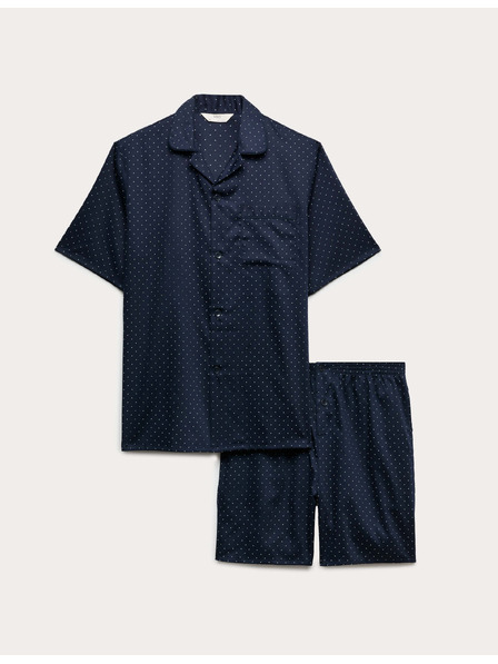 Marks & Spencer Puntíkovaná pyžamová souprava z čisté bavlny Marks & Spencer námořnická modrá