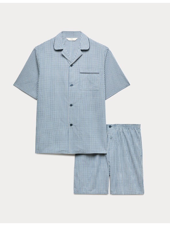 Marks & Spencer Puntíkovaná pyžamová souprava z čisté bavlny Marks & Spencer modrá