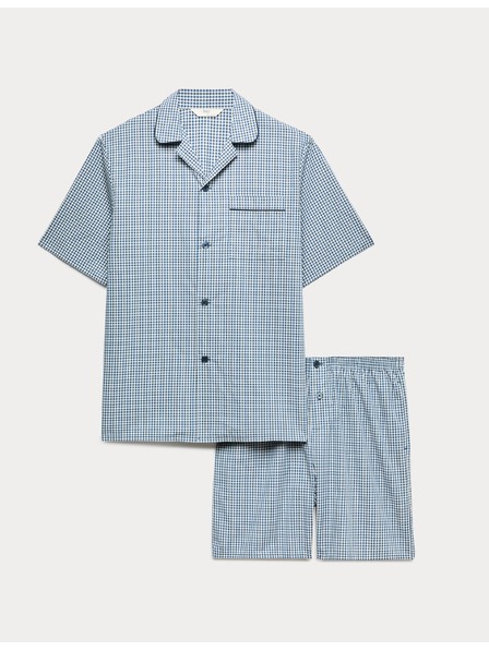 Marks & Spencer Puntíkovaná pyžamová souprava z čisté bavlny Marks & Spencer modrá