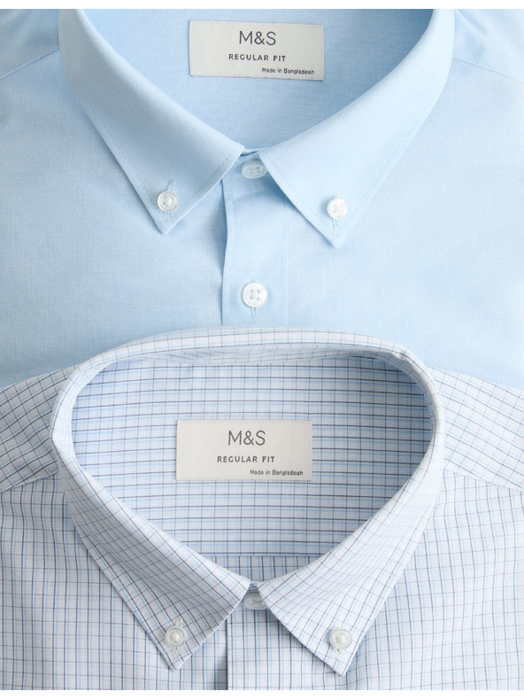 Marks & Spencer Sada 2 ks kostkovaných triček s krátkým rukávem, normální střih Marks & Spencer modrá